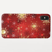 Kerstmis Gouden Sneeuwvlokken op Rode Achtergrond Case-Mate iPhone Case (Achterkant (horizontaal))