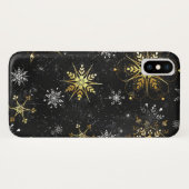 Kerstmis Gouden Sneeuwvlokken op Zwarte Achtergron Case-Mate iPhone Case (Achterkant (horizontaal))