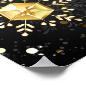 Kerstmis Gouden Sneeuwvlokken op Zwarte Achtergron Poster (Hoek)