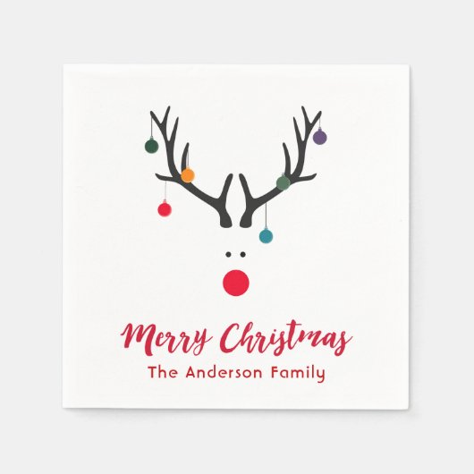 Kerstmis grappig abstract rendier in wit rood servet (Voorkant)