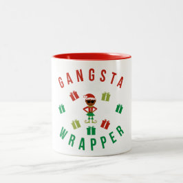 Kerstmis. Grappig Gezegde. Nerd. Gangsta Wrapper Tweekleurige Koffiemok