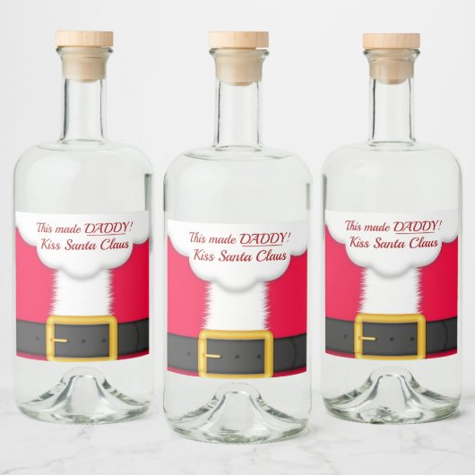 Kerstmis, Grappig, Papa heeft Sinterklaas gezoend Likeurfles Etiket (Flessen)