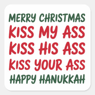 Kerstmis Grappig Prettig Kerstmis Sarcastisch Onbe Vierkante Sticker