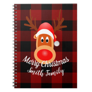 Kerstmis Grappig Rendier Buffalo Plaid Aangepast Notitieboek