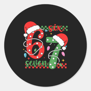 Kerstmis Grappig Zes Zeven 6 7 Meme Gen Alpha Jarg Ronde Sticker