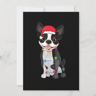 Kerstmis Grappige Boston Terrier Liefhebber Santa Feestdagenkaart