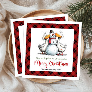 Kerstmis Grappige Dwaas Ganzen Humor Papieren Serv Servet