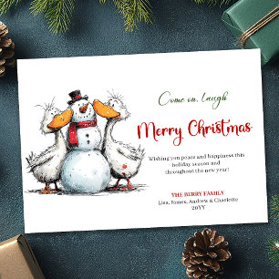 Kerstmis Grappige Dwaze Ganzen Humor Wenskaart Feestdagenkaart