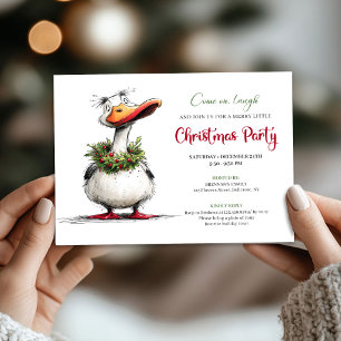 Kerstmis Grappige Gans Humor Fantasie Feest Uitnod Kaart