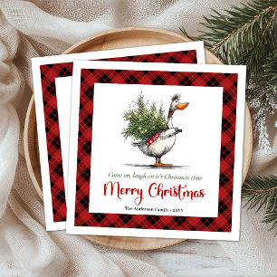 Kerstmis Grappige Gans Humor Whimsicale Servetten