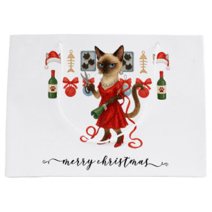 Kerstmis Grappige Glam Siamese Kat Vakantie  Groot Cadeauzakje