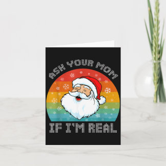 Kerstmis grappige retro kerstman vraagt mama of ik kaart