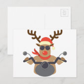 Kerstmis Grappige Rudolf Biker Motorcycle Feestdagenkaart (Voorkant / Achterkant)