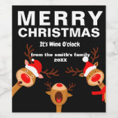 Kerstmis grappige zingende rendieren Het is wijnuu Wijn Etiket (Enkel label)
