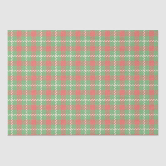Kerstmis Green-based Plaid Tissuepapier (Voorkant)