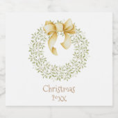 Kerstmis: Greenery Bow Modern personaliseren Bier Etiket (Enkel label)