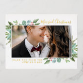 Kerstmis Greenery Folie Kerstmis Dank u Folie Feestdagen Briefkaart (Voorkant)