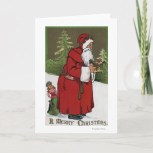 Kerstmis GreetingSanta met Houten Paard Feestdagen Kaart