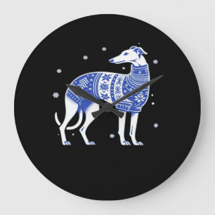 Kerstmis Greyhound-hond die een lelijke trui draag Grote Klok