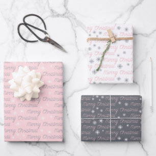 Kerstmis grijs wit roze zilver eenvoudig elegant inpakpapier vel