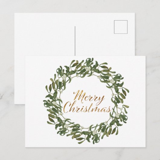 Kerstmis Groen en God Merry Kerstmis Briefkaart (Voorkant / Achterkant)