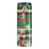 Kerstmis groen en rood geruite monogram thermosbeker (Achterkant)