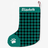 Kerstmis Groen en Zwart Buffel Plaid Custom Kleine Kerstsok (Achterkant)