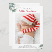 Kerstmis groen foto geboorte aankondiging (Voorkant / Achterkant)