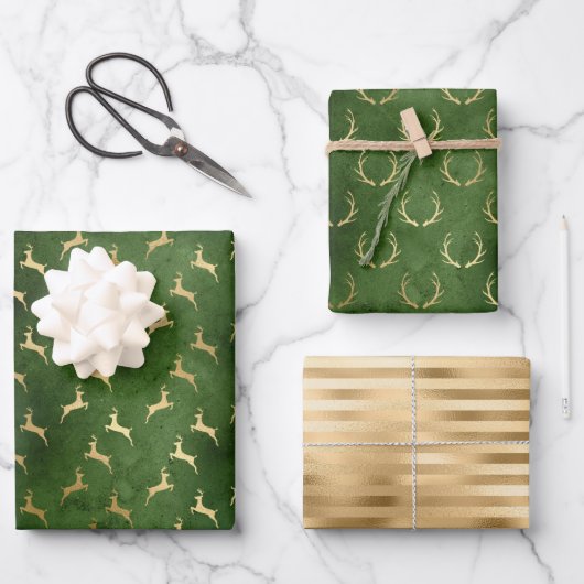 Kerstmis Groen goud Inpakpapier Vel (Voorkant)