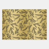 Kerstmis Groen Goud Zwart Winter Botanisch Inpakpapier Vel (Voorkant 2)