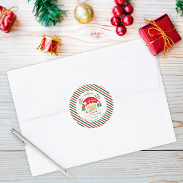 Kerstmis groene en rode snoep-cane feest uitnodigi ronde sticker