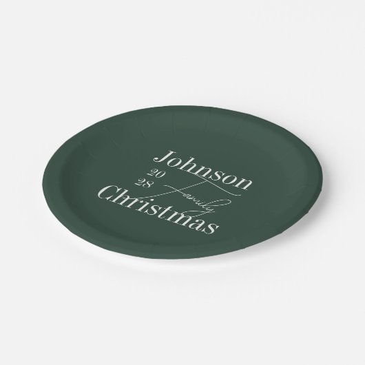 Kerstmis Groene Familie Kerstmis Papieren Bordje (Gekanteld)