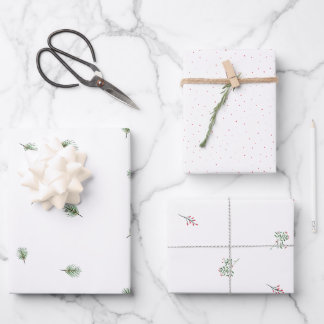 Kerstmis Groene Pine Rode bessen Patroon Inpakpapier Vel