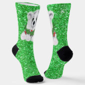 Kerstmis groene sprankeling glitter Santa beer Sokken (Gebogen)