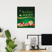 Kerstmis Groet met Sinterklaas & rendieren Poster (Thuiskantoor)