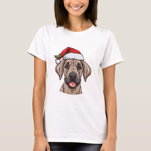 Kerstmis Groot Deen T-shirt - Fawn (Voorkant)