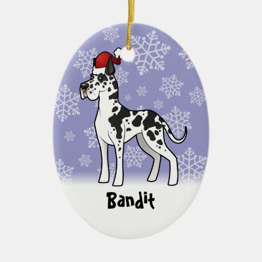 Kerstmis - Grote Deen (voeg uw huisdiernaam toe) Keramisch Ornament (Voorkant)