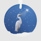 Kerstmis, Grote Egret Bird, Star, Religie Ornament (achterkant)