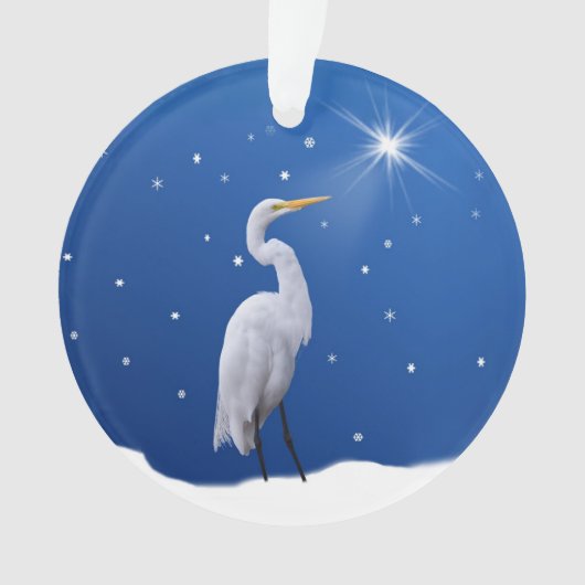 Kerstmis, Grote Egret Bird, Star, Religie Ornament (voorkant)