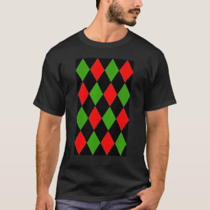 Kerstmis Grote Harlekijn Patroon Rood Groen en BL T-shirt