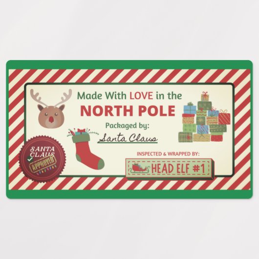 Kerstmis Grote Vierkante Kleefstof/Waterdicht Etik Labels (Design 1)