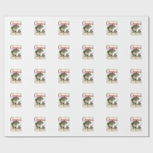 Kerstmis Grote Vis Baars Kerstman Boot Vissen Cadeaupapier