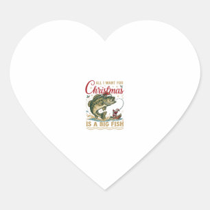 Kerstmis Grote Vis Baars Kerstman Boot Vissen Hart Sticker