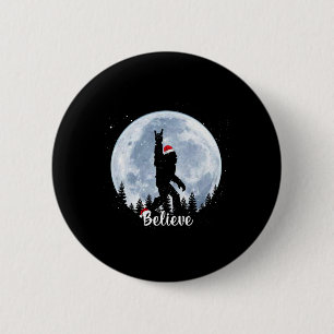 Kerstmis Grote Voet Kerstmis Rock Roll Sasquatch G Ronde Button 5,7 Cm