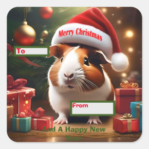 Kerstmis Guinee Pig Groet, Vierkante Sticker