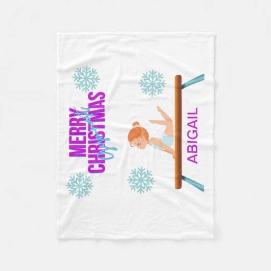 Kerstmis GYMNAST kinder deken is gepersonaliseerd. (Voorkant)