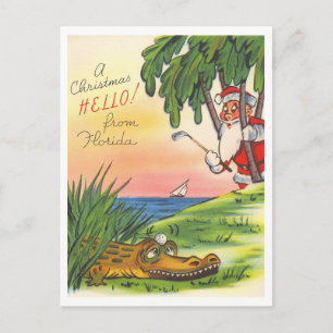 Kerstmis Hallo Florida Golf Retro Briefkaart