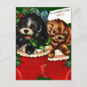 Kerstmis Hallo Puppies Feestdagenkaart (Voorkant)