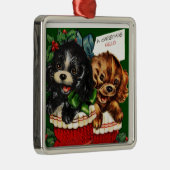 Kerstmis Hallo Puppies Metalen Ornament (Rechts)