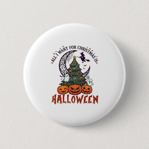 Kerstmis Halloween Boom Pompoenen Geesten Allemaal Ronde Button 5,7 Cm